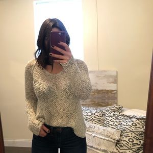 Like new size medium sweater with lace detail